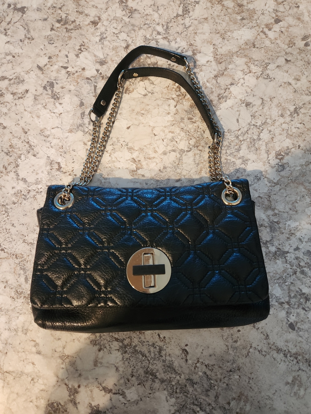 kate spade Black Quilted Shoulder Bag with Gold Hardware